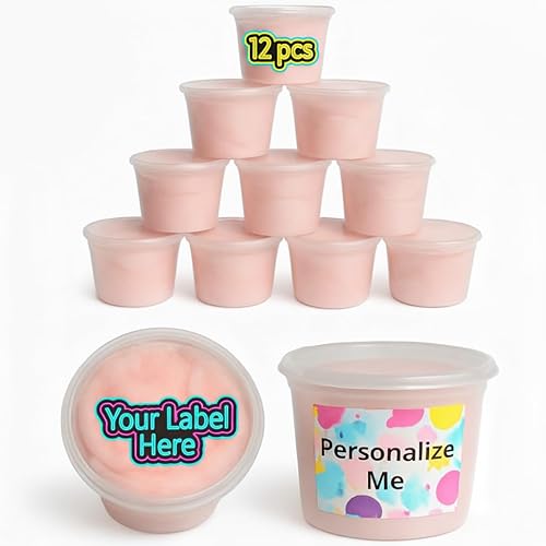 Cotton Candy Tubs - Customizable - 12-Pack (1.25 oz ea) | PINK STRAWBERRY | Sticker-Ready Party Favors, Gifts | Lupy Lups!