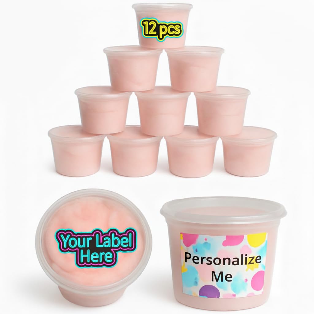 Cotton Candy Tubs - Customizable - 12-Pack (1.25 oz ea) | PINK STRAWBERRY | Sticker-Ready Party Favors, Gifts | Lupy Lups!