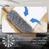 5PCS Retractable Washable Curved Microfiber Duster, with Extension Pole Feather Duster, Reusable Bendable Washable Dusters Set, for Cleaning Ceiling