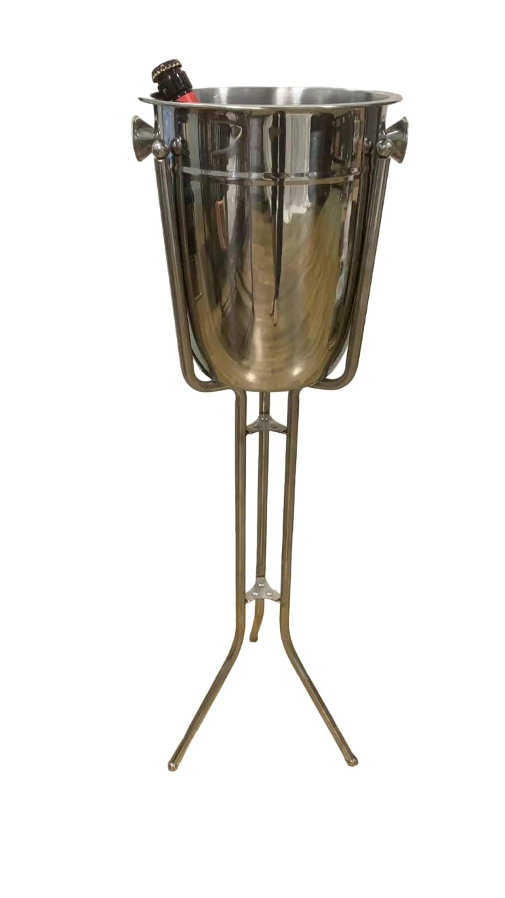 Rattleware Stainless Steel Ice Pail with Stand - Approx. 5L Capacity Beverage Chiller - Polished Ice Bucket with Handles & Stable Stand for Parties