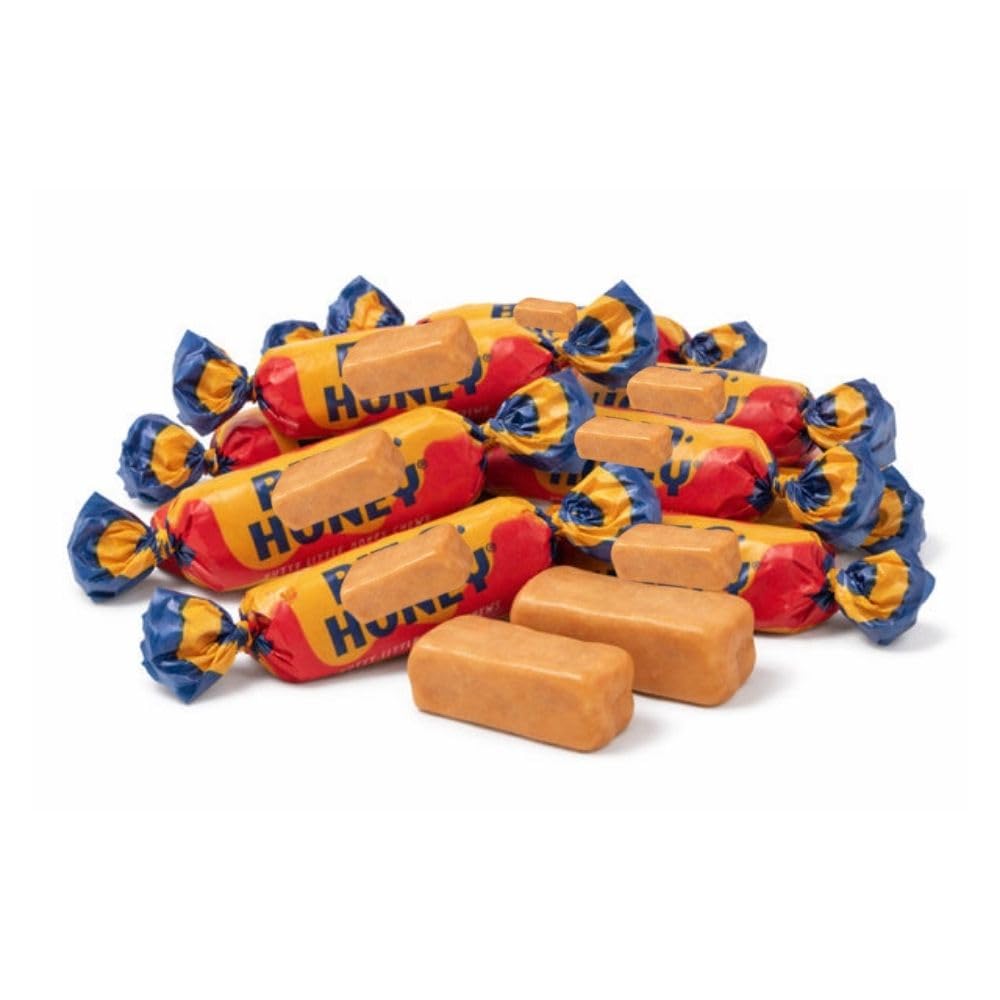 Honey Flavored Chewy Taffy Candy with Crunchy Almond Bits - Classic Old Fashioned Retro Candy Treat - 25 lb (Approx. 1,500 pieces)