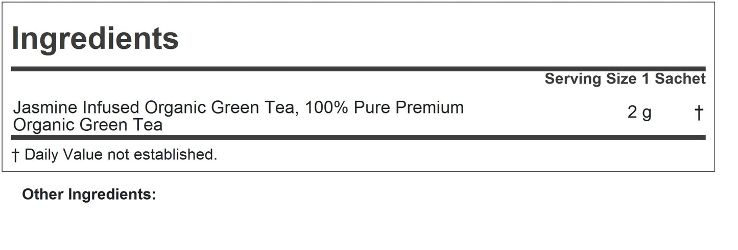 Andrew Lessman Jasmine Infused Green Tea, 90 Sachets, Organic-Certified Gardens, High Polyphenols & EGCG, Mild Flavor, Caffeinated, Fujian China