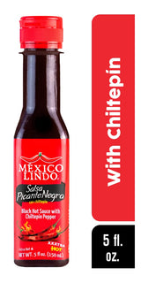 Mexico Lindo Picante Negra Xxxtra Hot Sauce, With Chiltepin Pepper, 5 Fl Oz (Pack of 6)