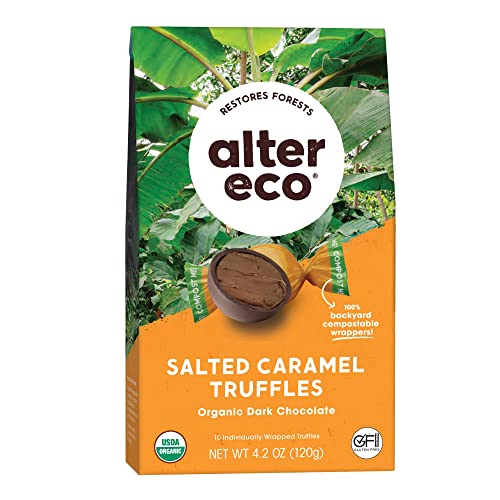 Alter Eco | Salted Caramel Truffles | 58% Pure Dark Cocoa, Fair Trade, Organic, Non-GMO, Gluten-Free Dark Chocolate Truffles (10 Count (Pack of 1))