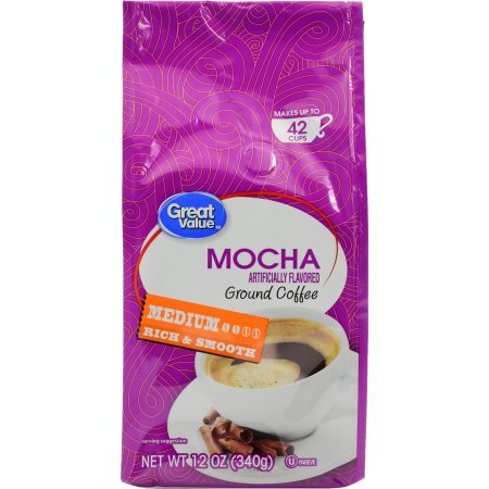 Great Value Mocha Medium Roasted Ground Coffee, 12 oz (pack of 2)