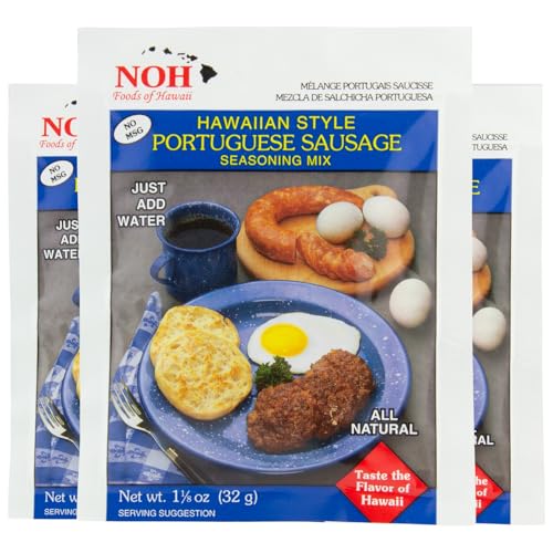 NOH Portuguese Sausage Seasoning Mix, 1.125 oz Packet (Pack of 3) - Easy-to-Use Hawaiian Portuguese Sausage Seasoning Powder Mix, Ideal for Breakfast