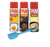 PAM Cooking Spray Variety Pack (Original, Grilling, Butter), 5 OZ each | Bundled with SIXPAW-CKS Silicone Spatula 8.1 inch Heat Resistant (Color May Varity)