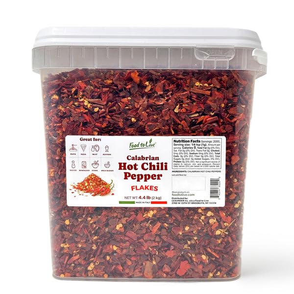 Food to Live Calabrian Hot Chili Pepper Flakes, 4.41 Pounds - Dried Large-Cut Italian Red Crushed Pepper, Spicy Seasoning. All Natural Vegan, Kosher
