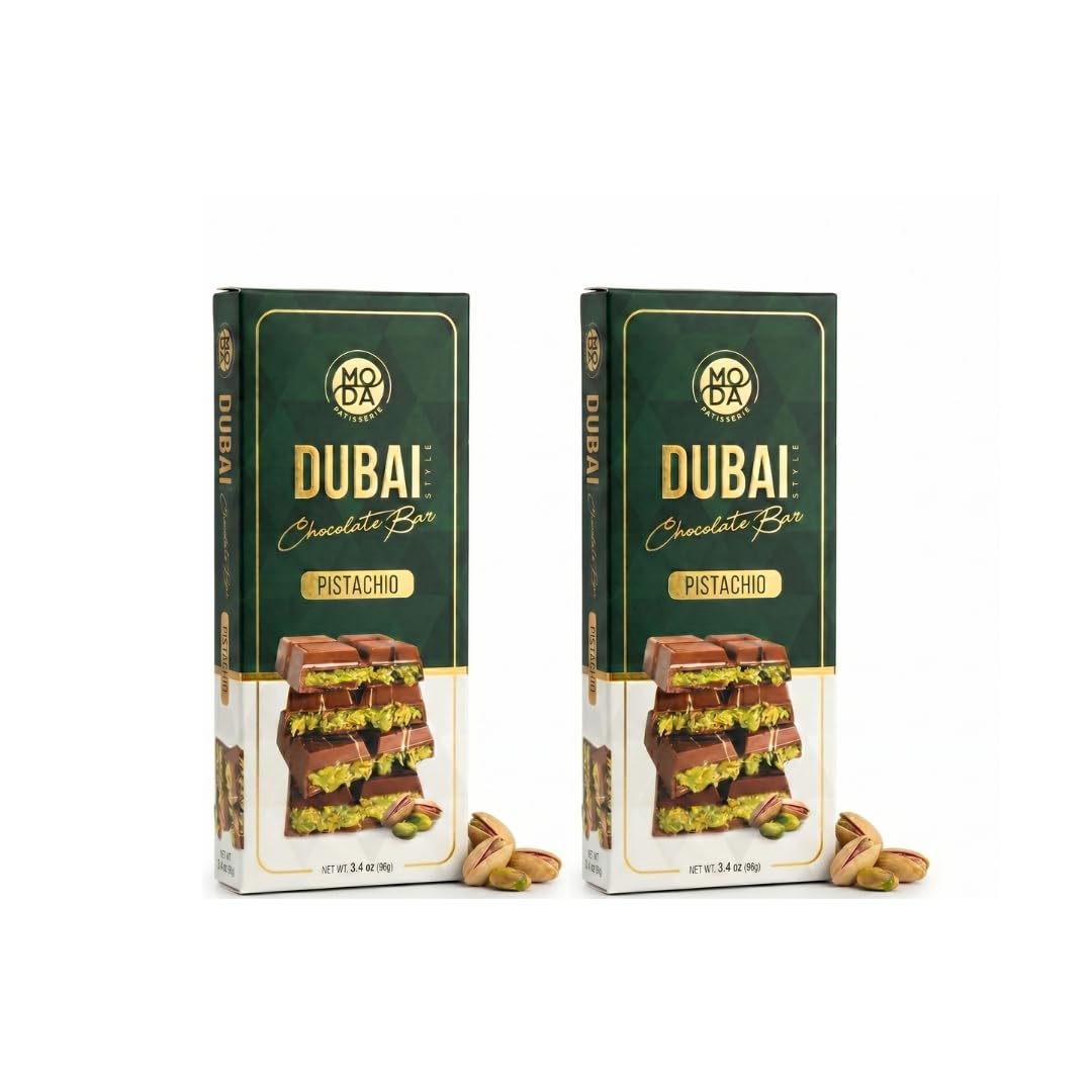 Moda Dubai Chocolate Bar - Premium Milk Chocolate with Pistachio Cream & Crispy Kataifi Filling, Gourmet Dubai Style Chocolate, Authentic Middle