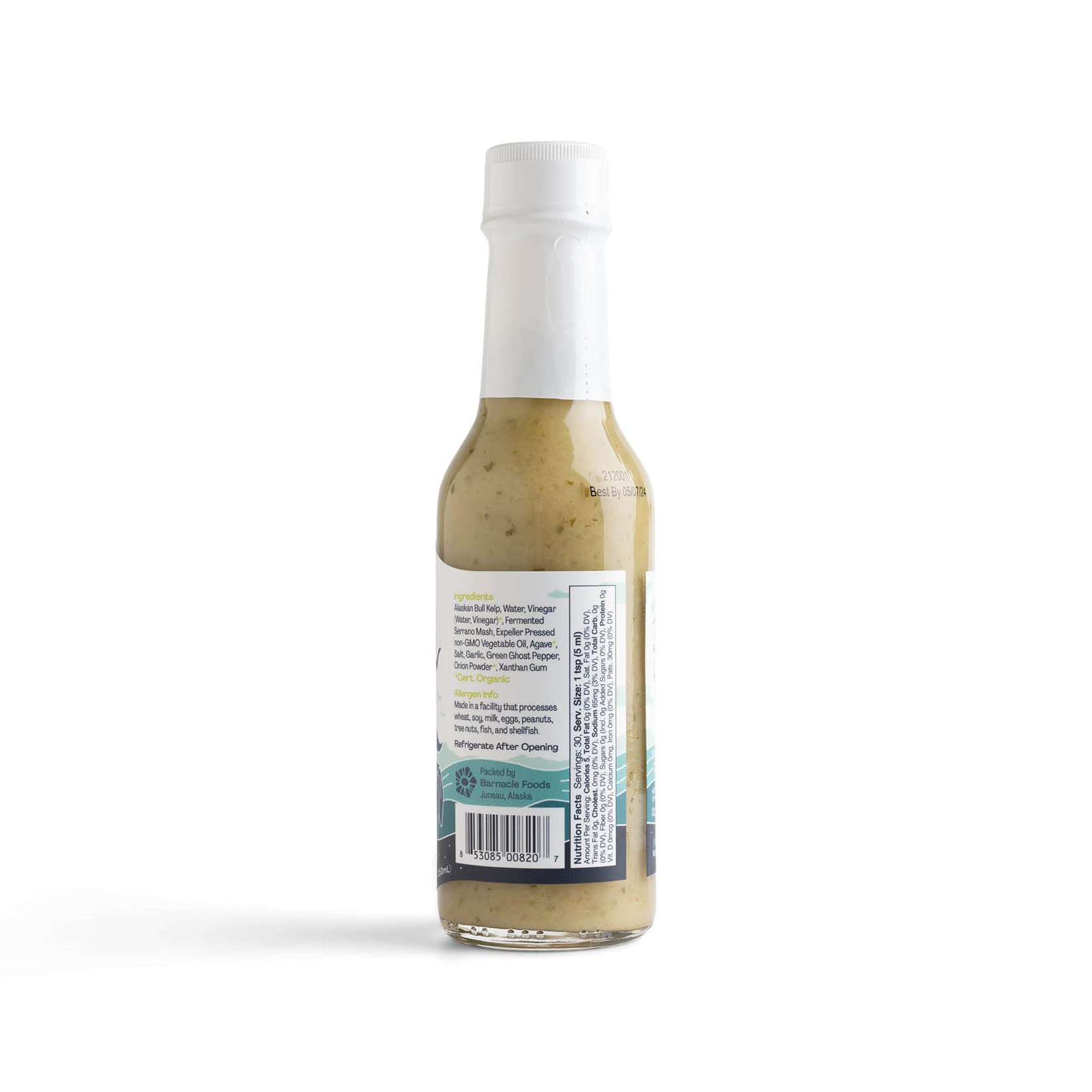 Barnacle Foods Serrano Bullwhip Kelp Hot Sauce | Kelp & Serrano Peppers | Made in Alaska | Delicious Savory Umami Flavor & Heat | Packed with Vitamins