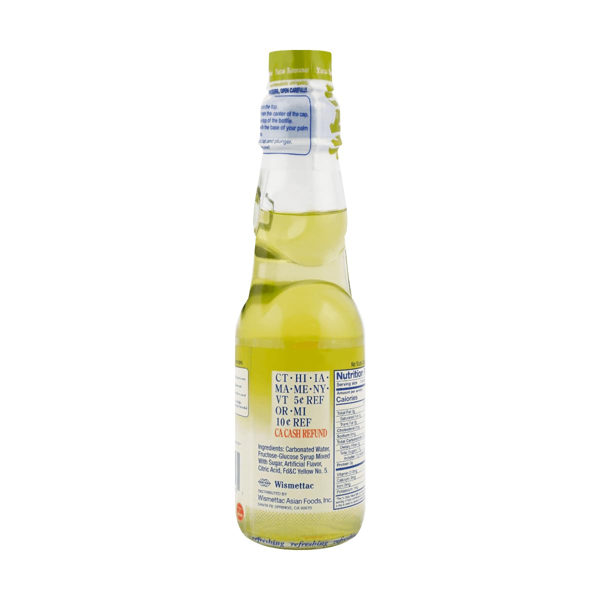 Shirakiku Ramune Drink, Carbonated Marble Soft Drink of Japan 6.76 oz (Yuzu, Pack of 6)