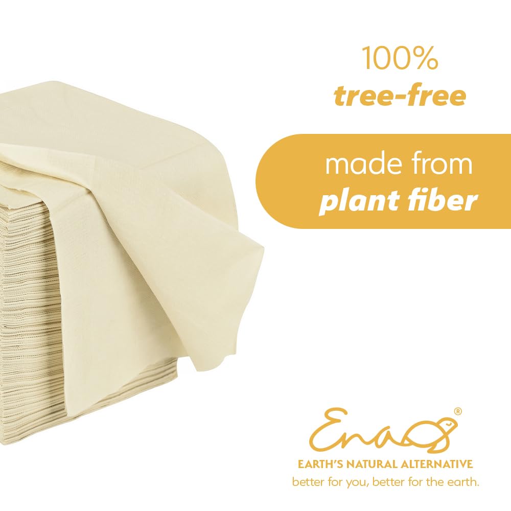 100% Tree-Free Paper Napkins [13”X13” 140 Pack] Absorbent Wedding Napkins, Soft and Strong Dinner Napkins, Linen-Like, Eco-Friendly, Unbleached, by