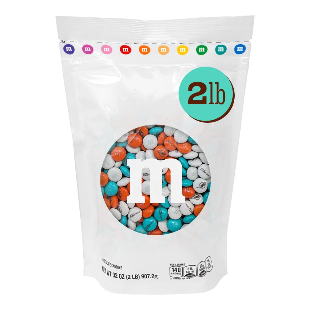 M&M'S NFL Miami Dolphins Milk Chocolate, 2 lb Bulk Bag