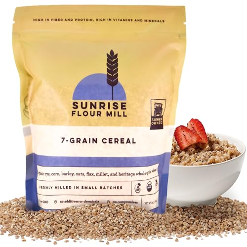 Sunrise Flour Mill USDA Organic Heritage 7-Grain Hot Cereal Mix - 32 oz | Great Source of Fiber and Nutrients | Sugar Free with No Additives | 5 Grams