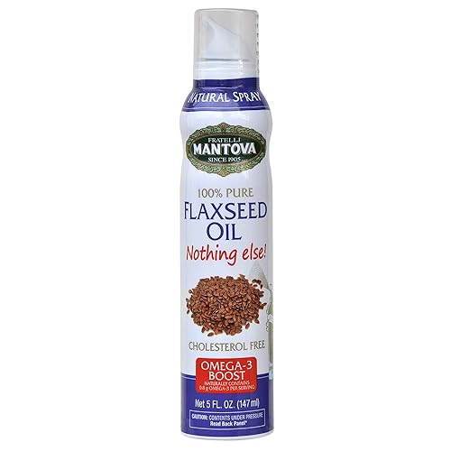 Mantova Flaxseed Oil, 100% Pure Cooking Spray with Omega-3, perfect for Keto snacks, baking, or seasoning for cooking, our oil dispenser bottle lets you spray, drip, or stream with no waste, 5 oz