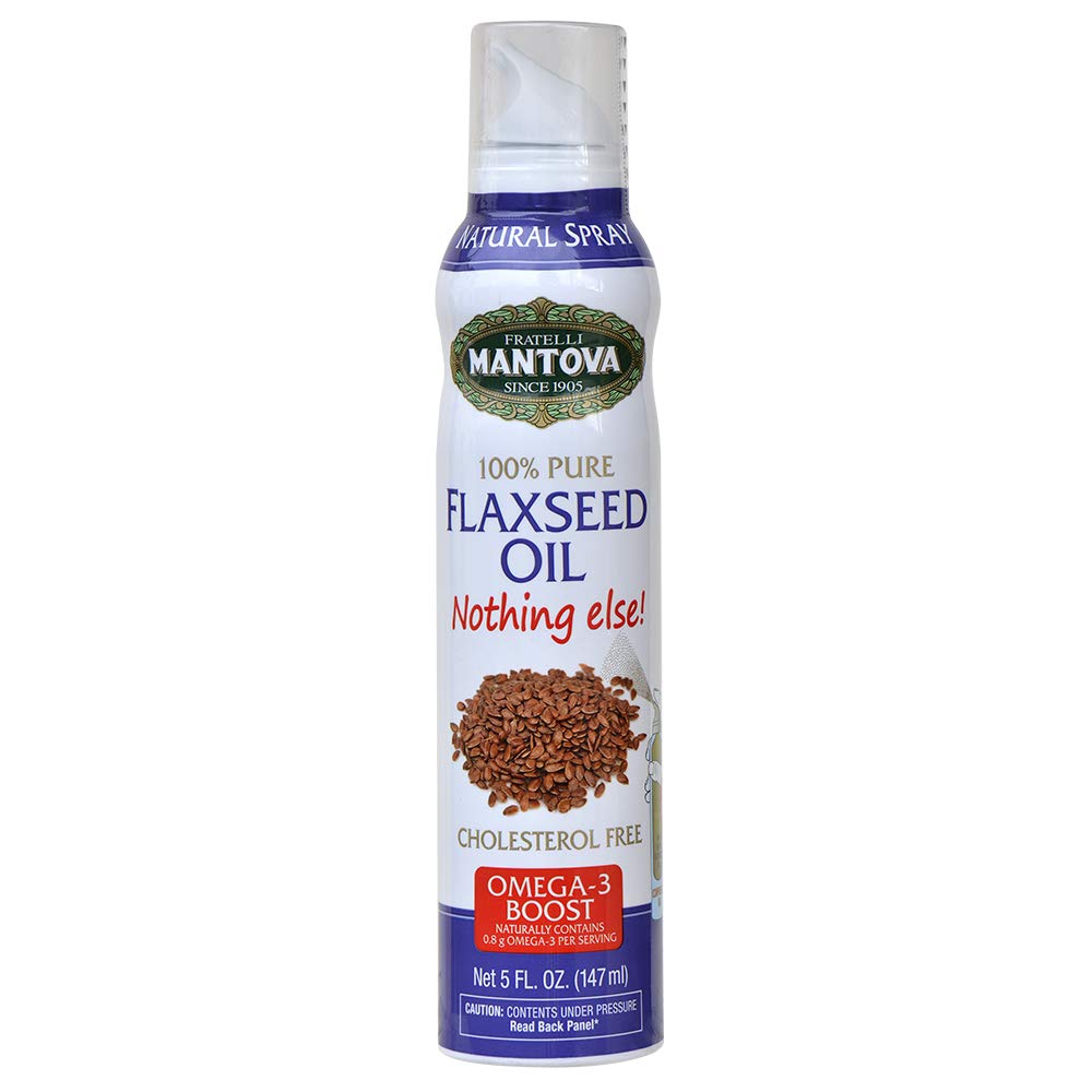 Mantova Flaxseed Oil, 100% Pure Cooking Spray with Omega-3, perfect for Keto snacks, baking, or seasoning for cooking, our oil dispenser bottle lets you spray, drip, or stream with no waste, 5 oz