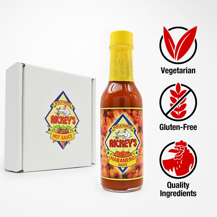 RICKEY'S Variety Pack, Gourmet Hot Sauce of Original, Jalapeño, and Habanero Flavors, 3-Bottle Set