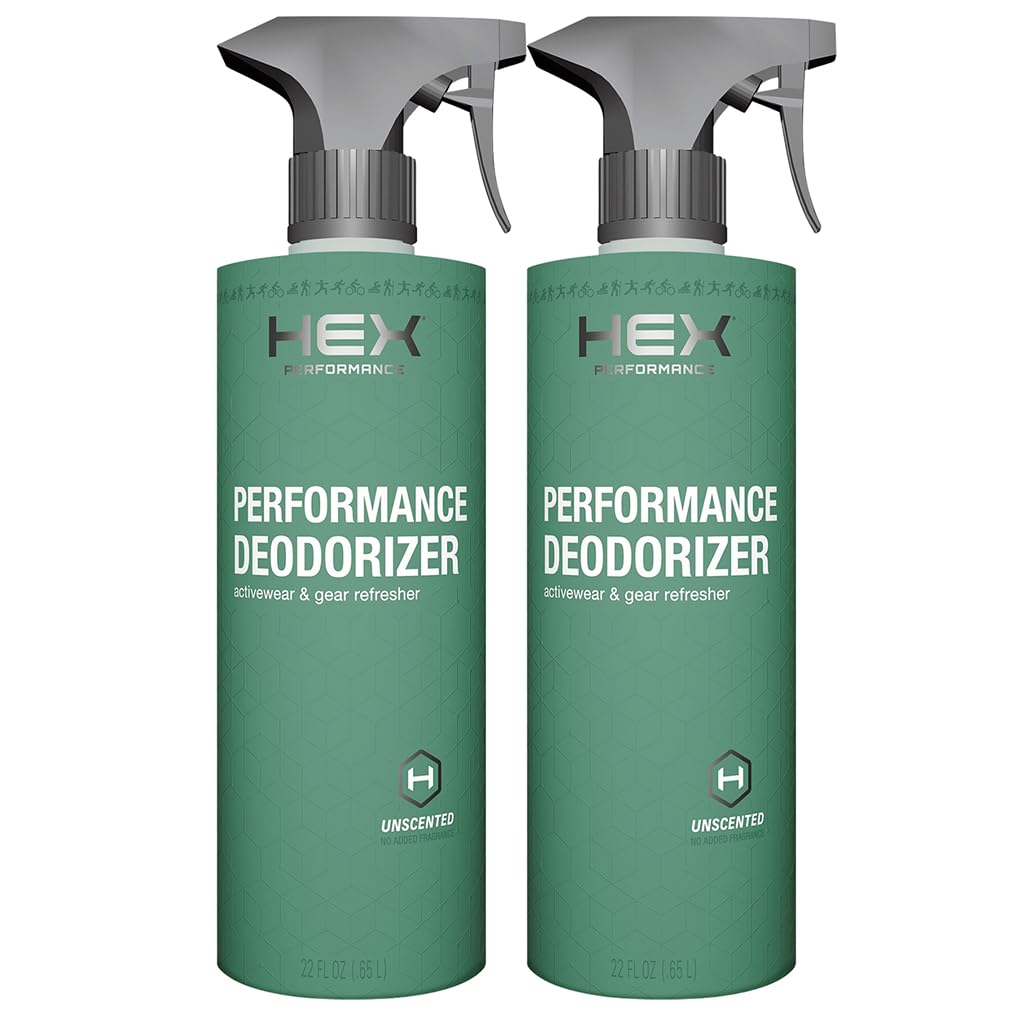HEX Performance Deodorizing Spray, Unscented, 44oz (Pack of 2) - Awesome for Shoes, Gear, Activewear & Fabrics, Yoga Mats & Gym Equipment, Carpet