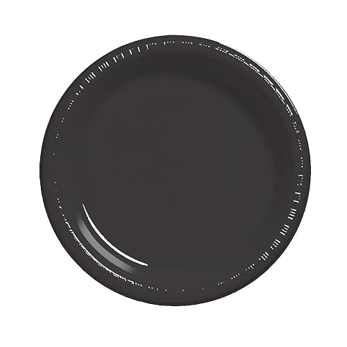 Creative Converting Touch of Color 50 Count Plastic Dinner Plates, Black Velvet