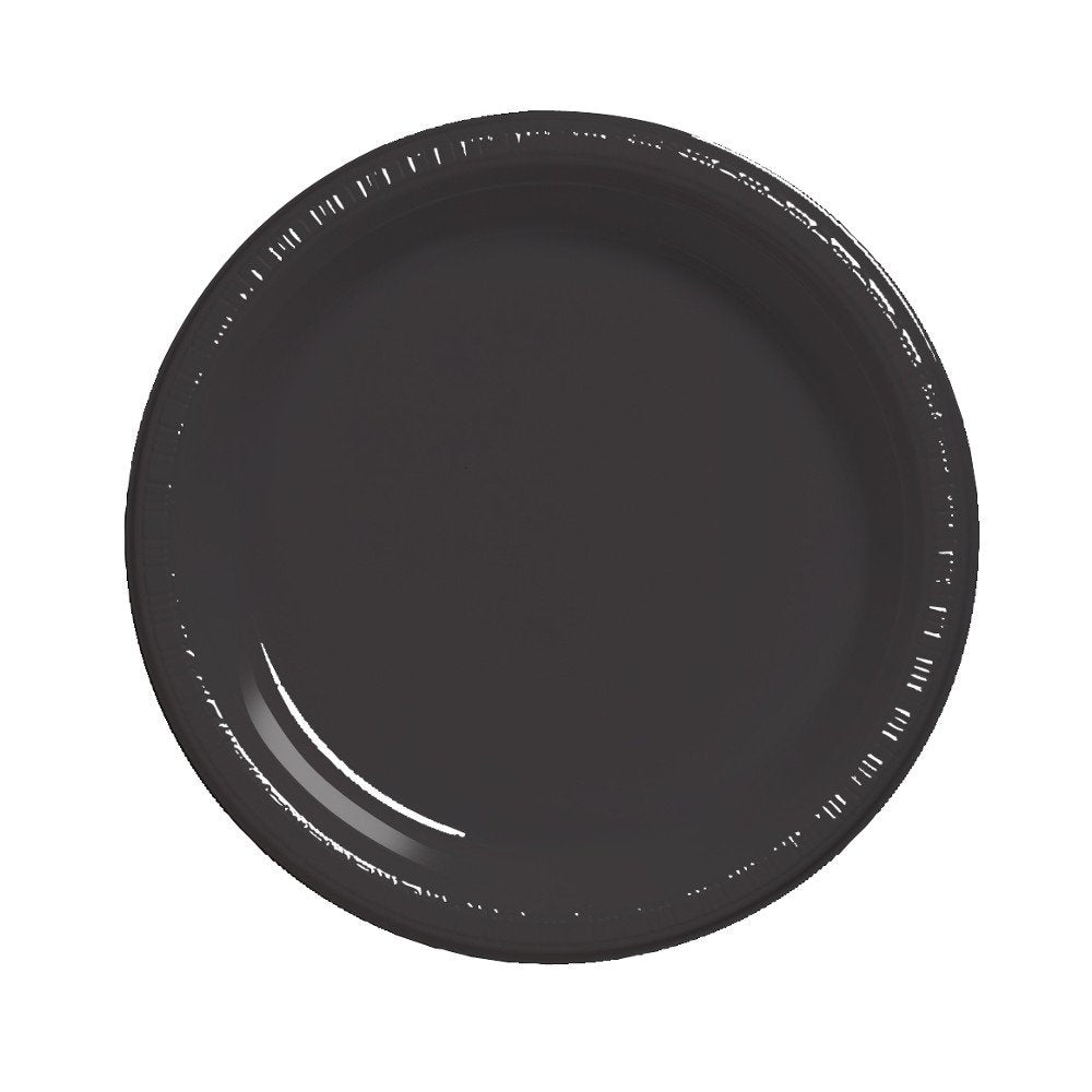 Creative Converting Touch of Color 50 Count Plastic Dinner Plates, Black Velvet
