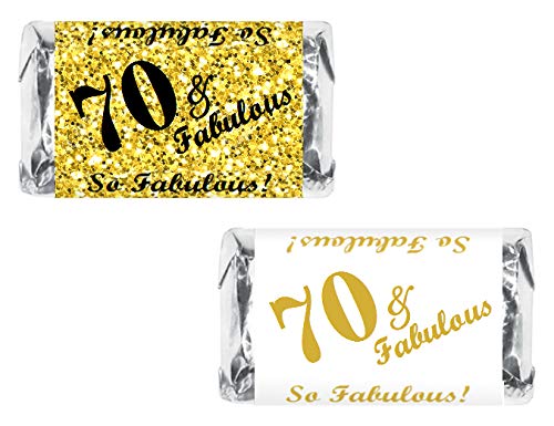 RokAPary 70 & Fabulous Miniatures Candy Bar Wrapper, (Set of 60) Mini Candy Bar Stickers Labels; Birthday Party Favor Décor. Candy Not Included. Made