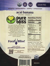 Pure Bliss Organics, Organic Paleo Granola Variety 3-Pack, 3 x 8.0 oz Pouches, 1 each of Grain Free Acai Banana, Grain Free Carrot Cake, Grain Free