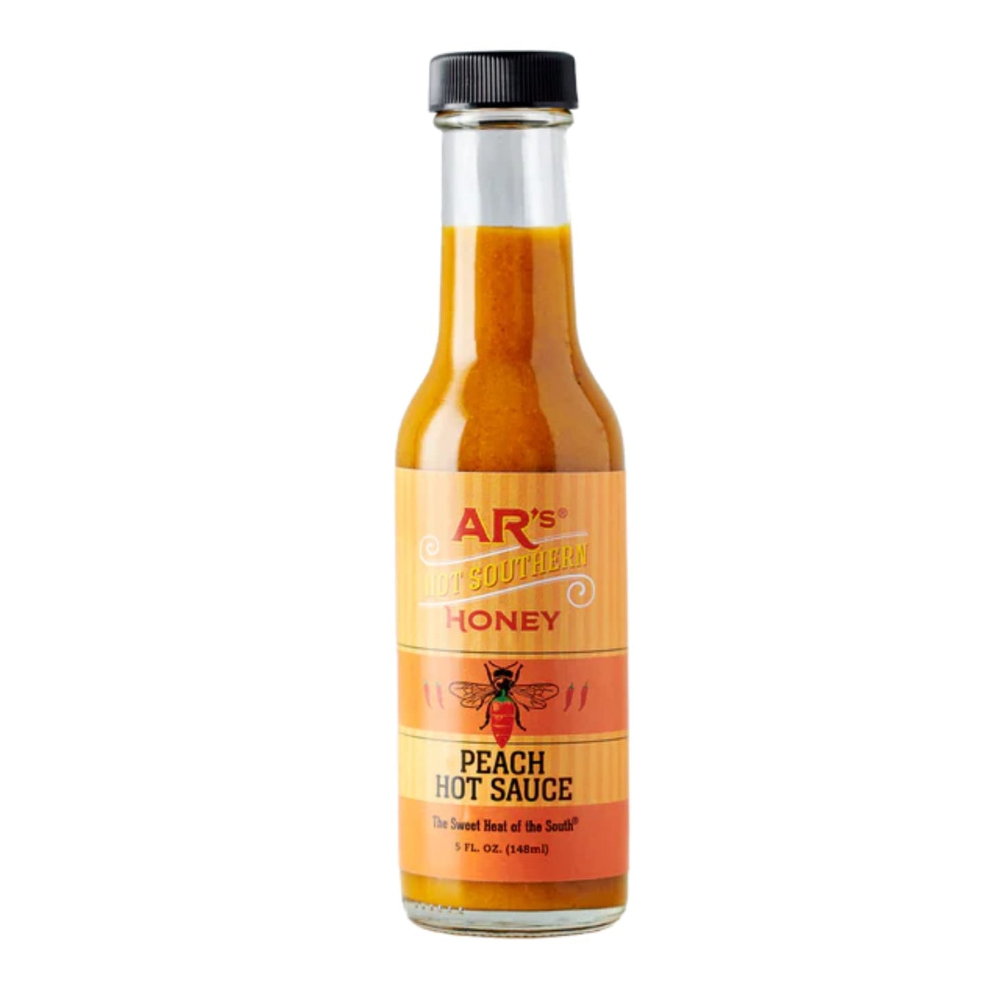 AR's Peach Hot Sauce - Made with Habanero Peppers & Real Peaches, All Natural, No Additives, No Preservatives - 5 Ounce (Pack of 1)