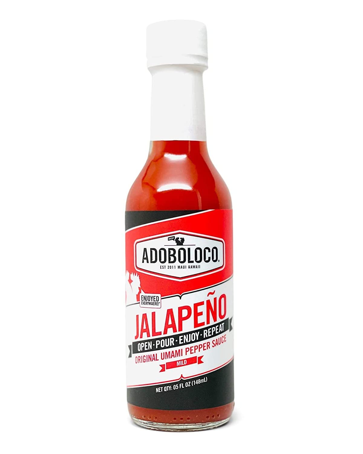 Adoboloco Hot Sauce Jalapeno Sauce - Mild Red Umami Sauce 5oz Hawaiian Fiery Chili Pepper Sautee, Salad Dressing Sauce