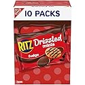RITZ Drizzled Minis Fudge Crackers, Bulk Lunch Snacks for Kids and Adults, 10-0.9 oz Snack Packs