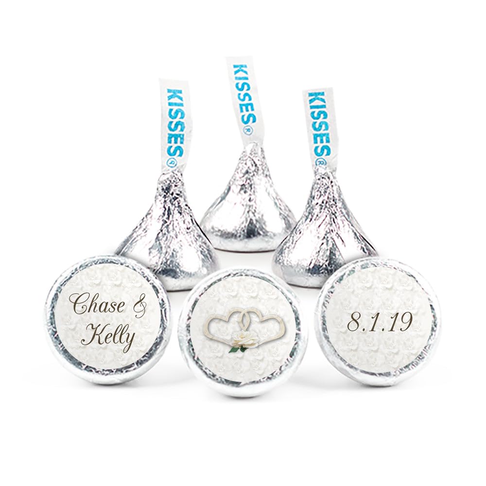 108ct Personalized Wedding Two Hearts Kiss Stickers - Candy Not Included