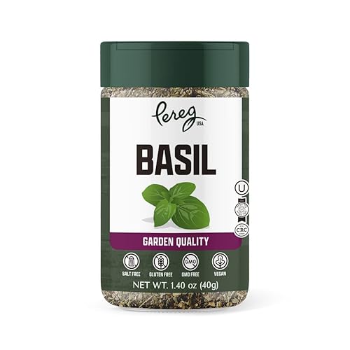 Dried Basil Leaves (1.75 oz) | Pure & Natural Herb for Sweet And Aromatic Flavor | Kosher Certified, Non-GMO, Non-Irradiated | Use In Pizza, Pasta