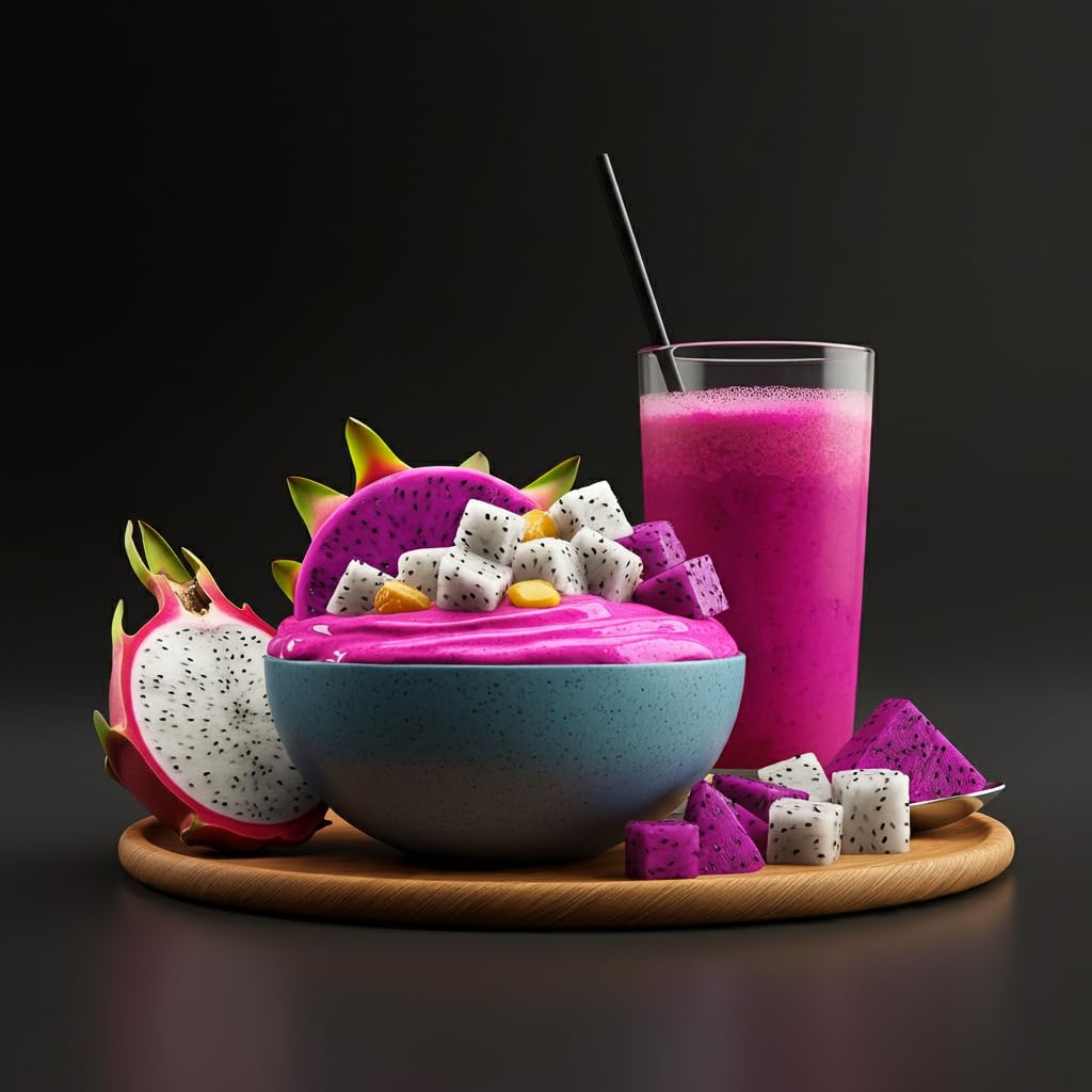 Indus Farms Freeze Dried Dragon Fruit Powder (Pitaya) - Vibrant Magenta Pink, Single Ingredient, No Added Sugar - Smoothies, Baking, Drinks & Yogurt
