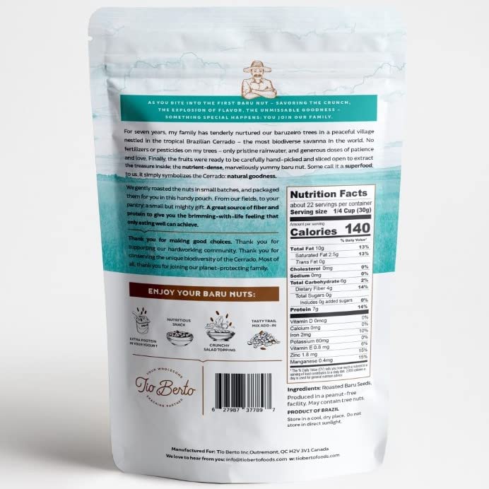 Keto Baru Nuts Roasted 1.5 Pound 24 oz Value Pack, Exotic Gluten Free Snacks | Premium Wild Supernuts Superior to Organic Nuts | Suitable for Vegan
