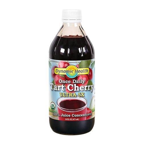 Dynamic Health Organic Tart Cherry Juice Concentrate - Unsweetened Montmorency Tart Cherry Juice, for Men & Women, Source of Vitamins A, C, K