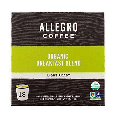 Allegro Coffee, Coffee Breakfast Blend Pods Organic 18 Count, 6.9 Ounce