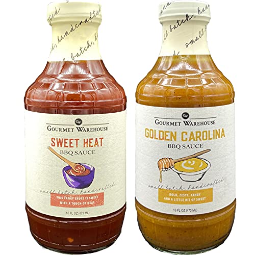 Gourmet Warehouse Sweet Heat and Golden Carolina BBQ Sauce, Premium Barbecue Sauces Handcrafted In Small Batches Gluten-Free, HFCS-Free, Delicious