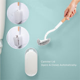 Kpoooku Toilet Brush with Holder,Curved Design Angled Clean Tool with Wood Handle,Wall Mounted Toilet Brushes Set for Bathroom