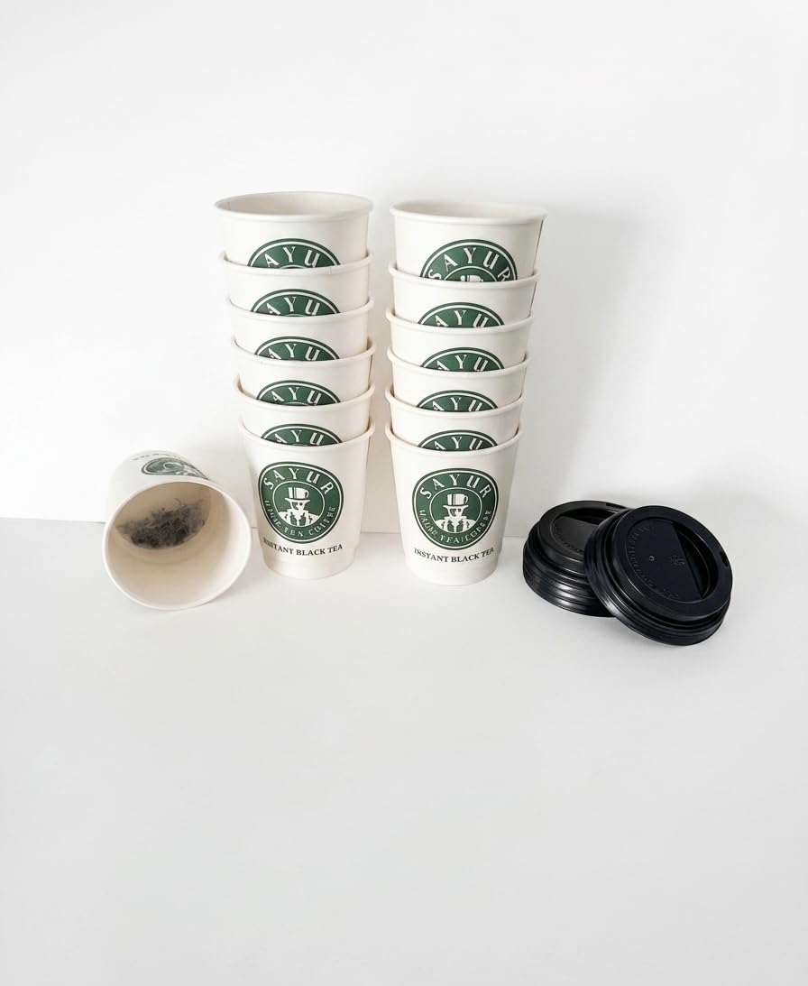 Tea inside the Cups, just add Hot water By SAYUR, 8 Oz, 12 Cups (Earl Grey Black Tea) ready to use