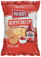Herr's Ketchup Ripple Potato Chips Sample Pack (Pack of 12, 1 Ounce Bags) - Bold and Tangy Ketchup-Flavored Chips - Fun for Snacking and Sharing