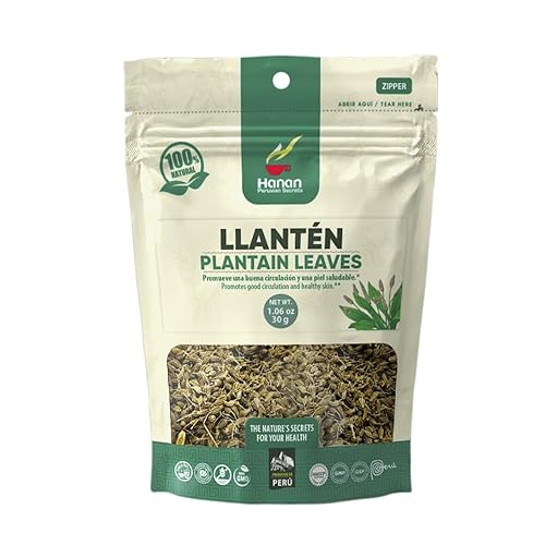 Hanan Plantain Leaf Tea (Llanten) 1.1 oz (30 g) - Loose, Dried Llanten Plant Leaves from Peru, 1.06 Ounce (Pack of 1)