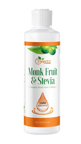 Monk Fruit & Stevia Liquid Sweetener Drops - Natural Sweeteners & Sugar Alternatives - Delicious Blend with No Bitter Aftertaste - Concentrated Sweetener Liquid Drops Extract - 8 FL OZ (1600 Servings)