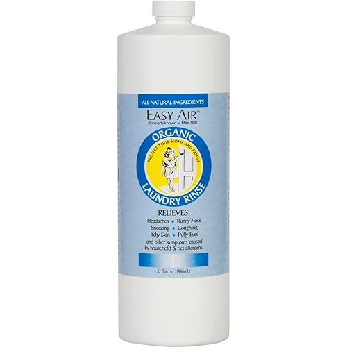 Easy Air Organic Allergy Relief Laundry Rinse, Hypoallergenic & Fragrance Free, Eliminate Odors. Asthma & Allergy Safe for Babies & Pets - 32 Fl Oz
