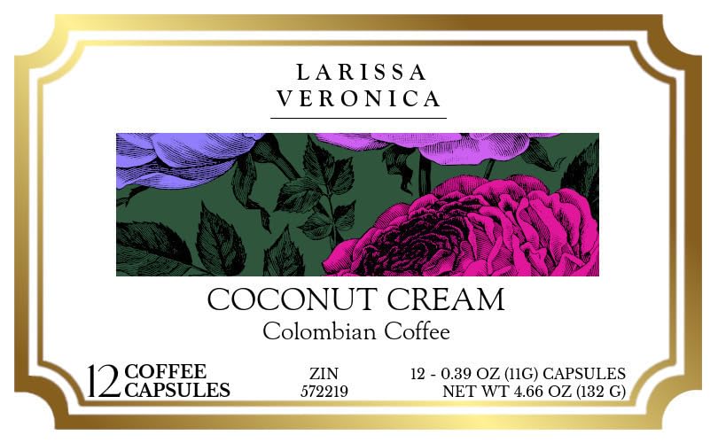 Coconut Cream Colombian Coffee (Single Serve K-Cup Pods) (Gourmet, Naturally Flavored, Whole Coffee Beans) (12 pods, ZIN: 572219)
