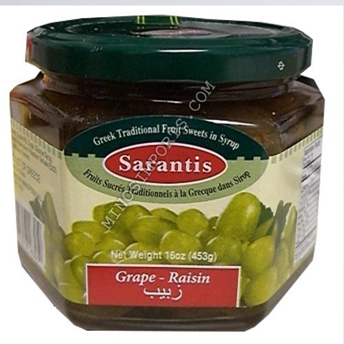 Grape Raisin Fruit Sweets in Syrup 16oz Sarantis Greece By Egourmet