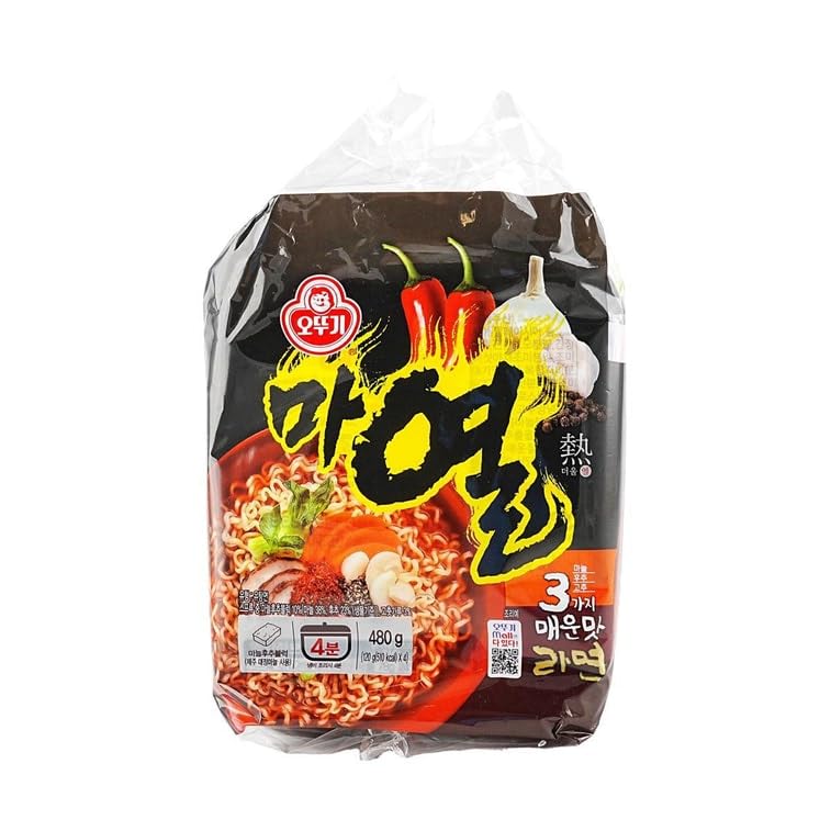 OTTOGI MAYEUL Ramen, 8 Pack of Super Spicy Bold Garlic flavor Korean Instant Noodle, Bold Savory Broth Soup (4.23oz x 8)