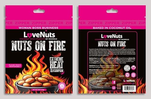 Nuts on Fire Gourmet Spicy Peanuts by LoveNuts by Mammas - Bold Hot Roasted Peanuts, Fiery Flavor Snack
