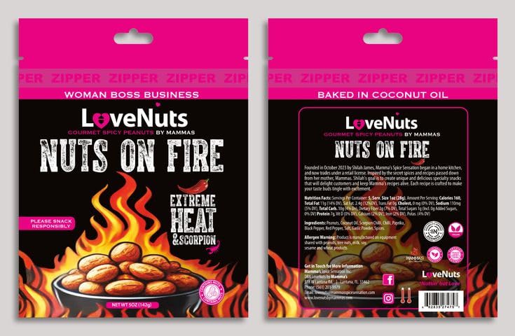 Nuts on Fire Gourmet Spicy Peanuts by LoveNuts by Mammas - Bold Hot Roasted Peanuts, Fiery Flavor Snack