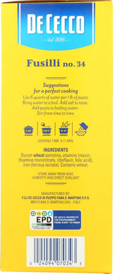 De Cecco 34 Fusilli 16 Oz (Pack of 10)