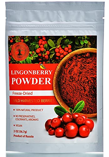 Wild Harvested Lingonberry Freeze-Dried Powder - 2 Oz - Natural Lingonberry Powder, No added sugar, No GMOs