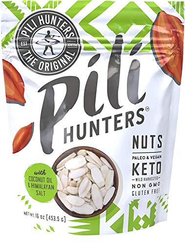 Pili Hunters - Wild Sprouted Pili Nuts, Coconut Oil and Himalayan Salt (1lb Bag) Keto/Paleo/Vegan Snacks, Low Carb Energy, Gluten Free, No Sugar